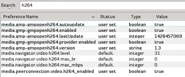 Firefox H264 decoder settings